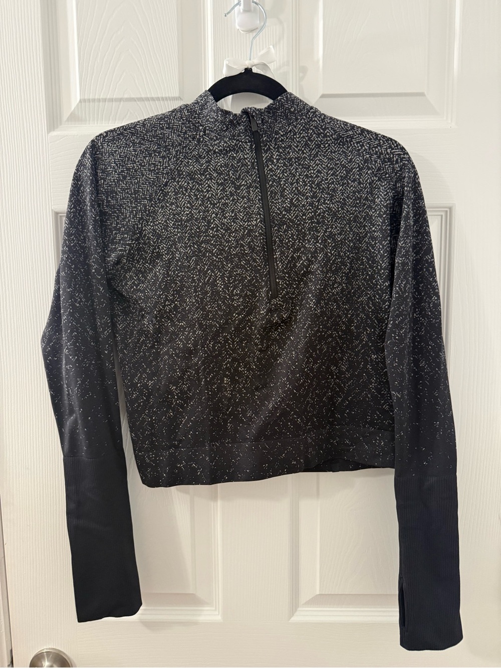 Lululemon Rest Less Cropped Half Zip- Herringbone Fade Grey to Black